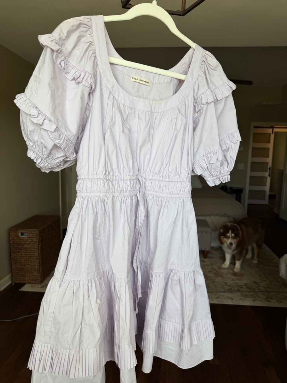 Ulla Johnson Lilac Ruffle-Tier Mini Dress